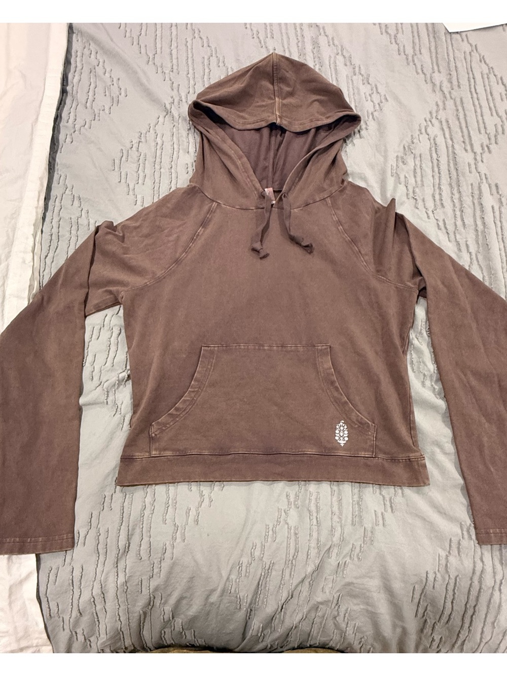 Free People Movement Fitted Women's Washed Brown Hooded Pullover NWOT